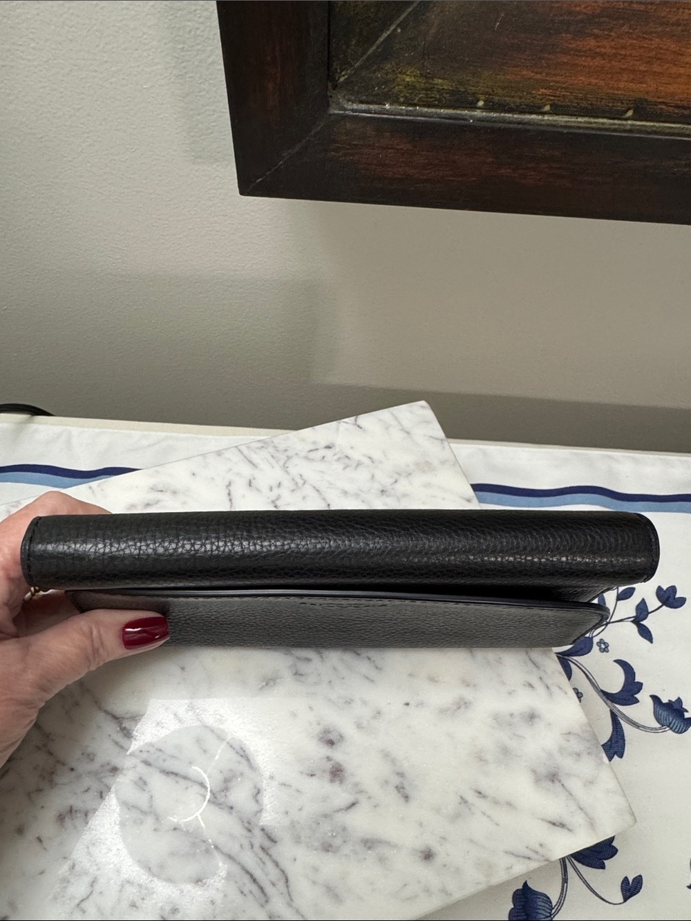 Coach Black Pebbled Leather Fold-Over Wallet - Picture 6 of 8